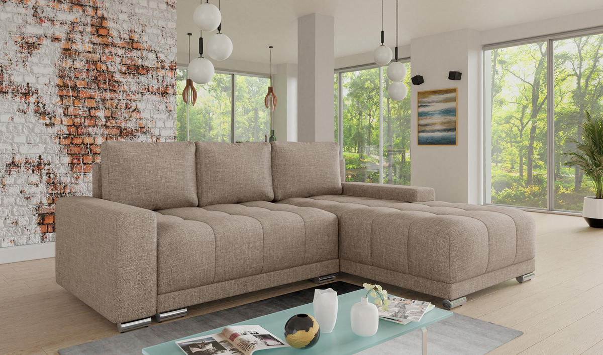 ECKSOFA Pavo - Beige, Holz/Textil (255/180cm) - Sofnet