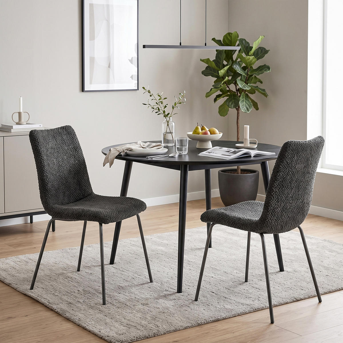 ESSZIMMERSTUHL Samt 100 Polyester Dunkelgrau - Dunkelgrau, Textil/Metall (45/89/57cm) - HOMCOM