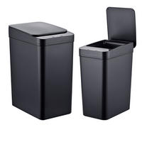 MÜLLEIMER Schwarz-Schwarz 2er-Set Sensor 15 l - Schwarz, Kunststoff (18.5/37/26.5cm) - Relaxdays