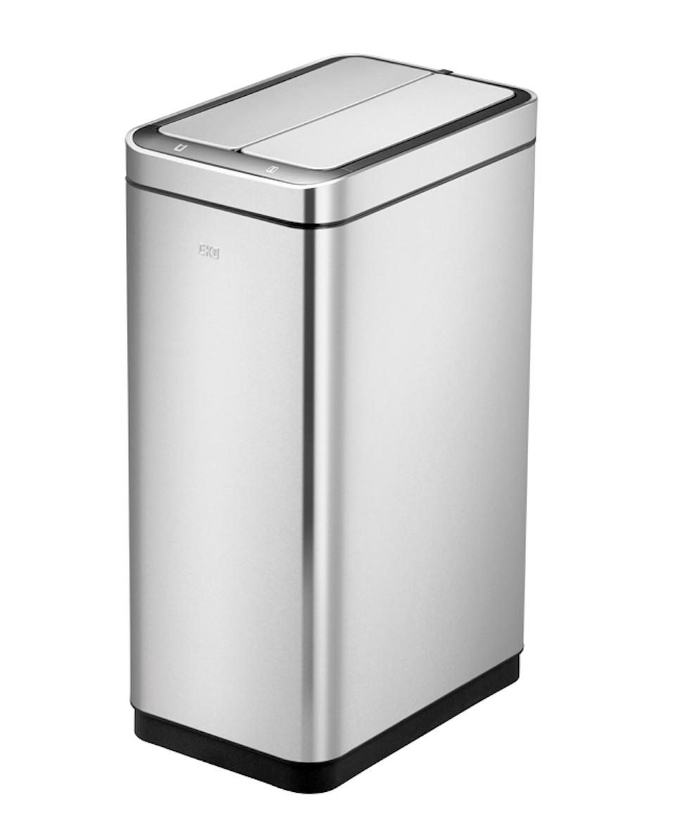 MÜLLEIMER Stilvoller Sensor Aus Gebürstetem Edelstahl 30 Liter 62 x 25,2 x 37,7 cm Silber - Silberfarben, Metall (25.2/62/37.7cm) - PROREGAL