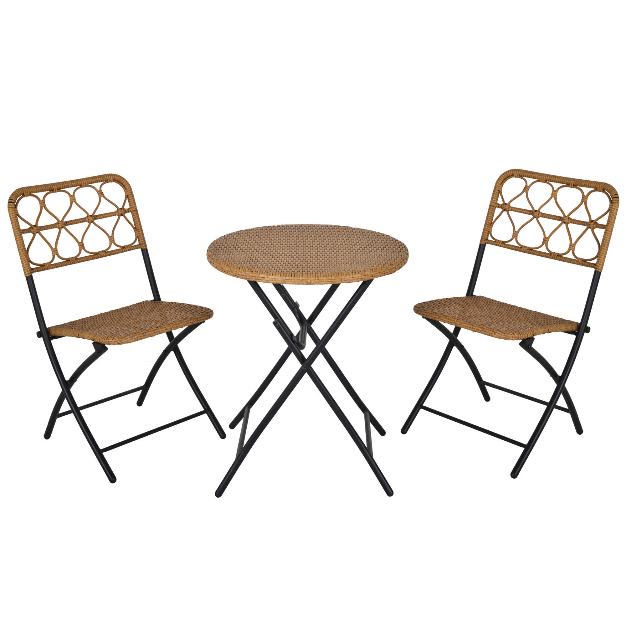 GARTENMÖBEL Set, Stahl, PE-Rattan, Natur - Naturfarben, Metall - Outsunny