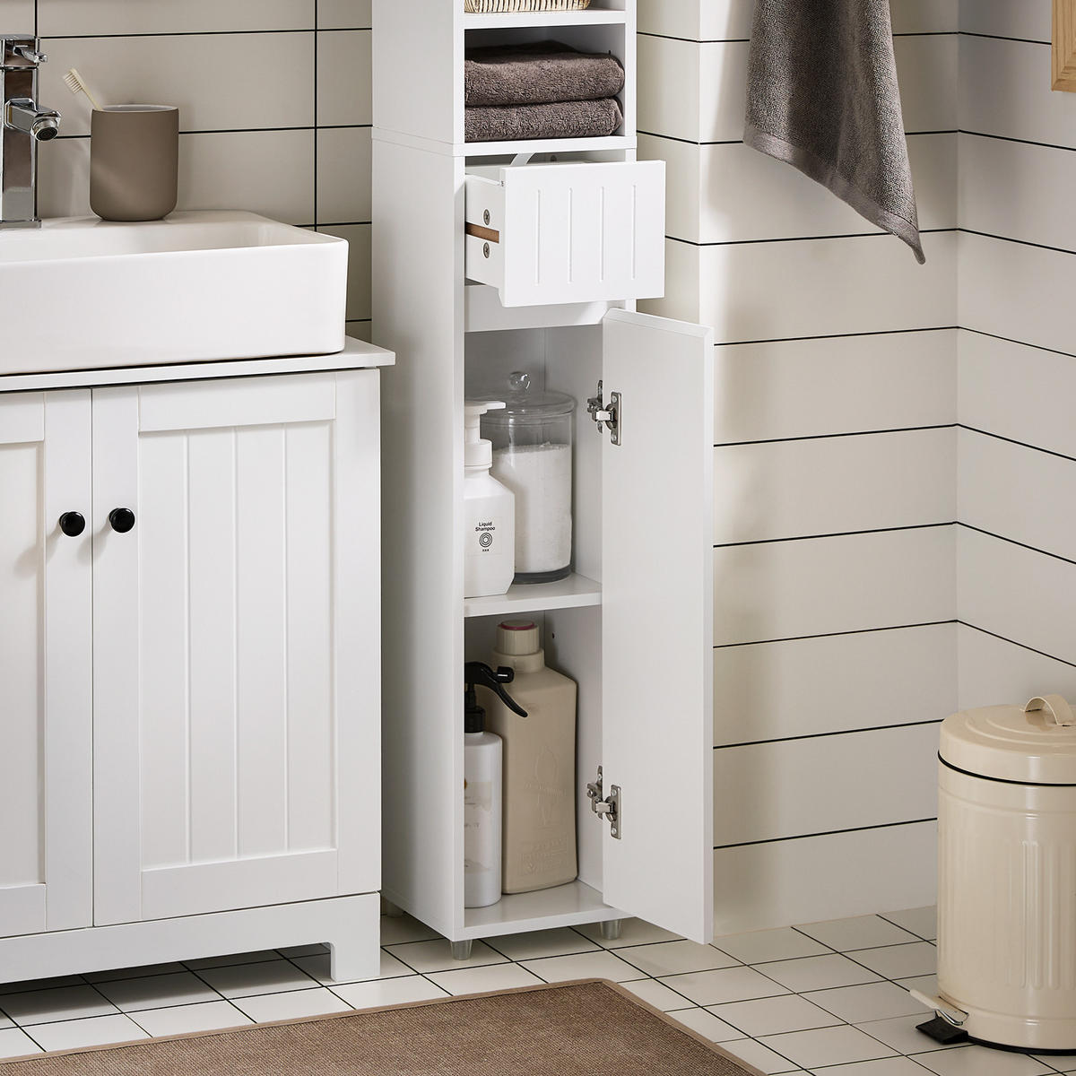 HOCHSCHRANK Weiß - Weiß, Holzwerkstoff (20/180/20cm) - SoBuy