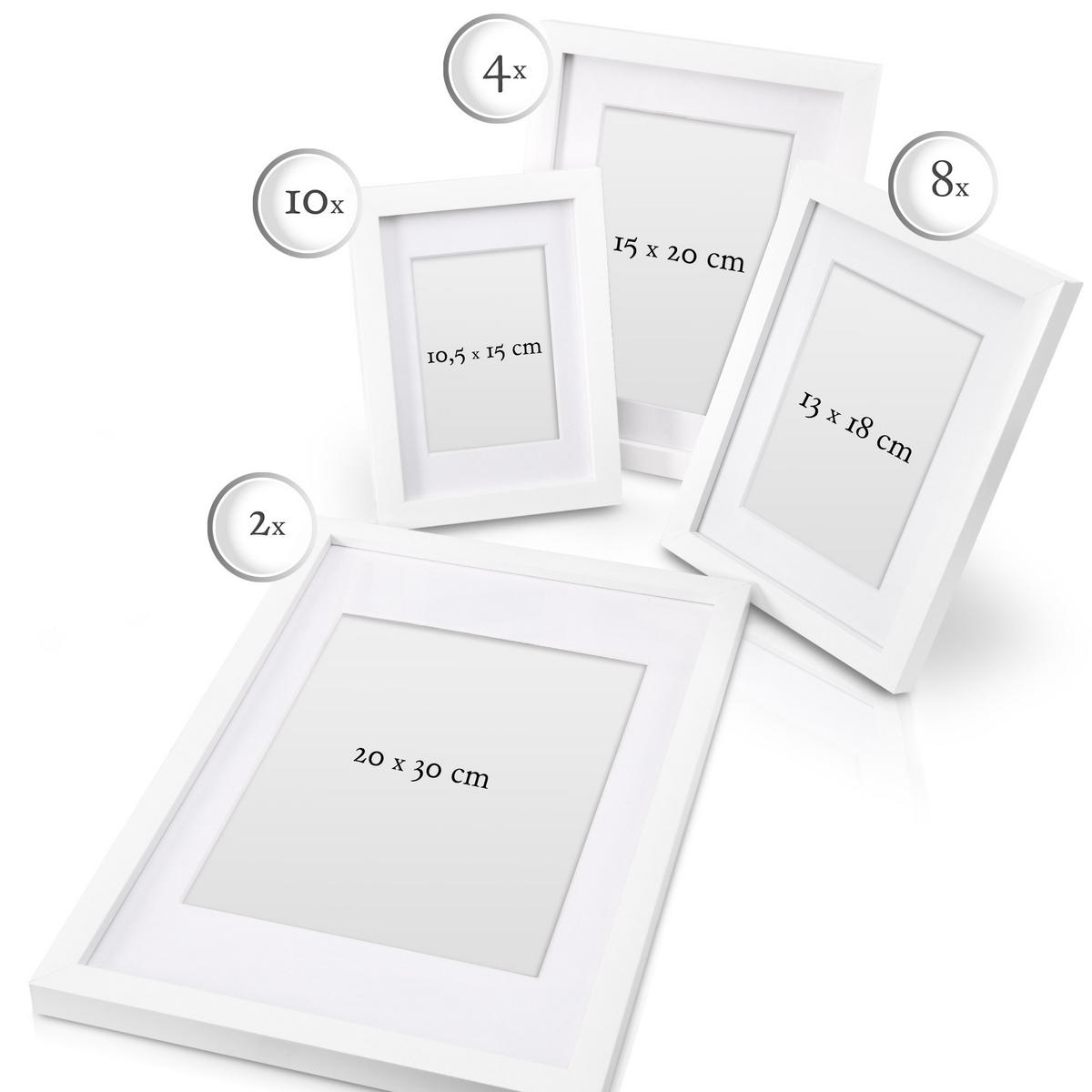 BILDERRAHMEN Nature MDF Weiß (24tlg) - Weiß, Holzwerkstoff (26/27/36cm) - BoMoe