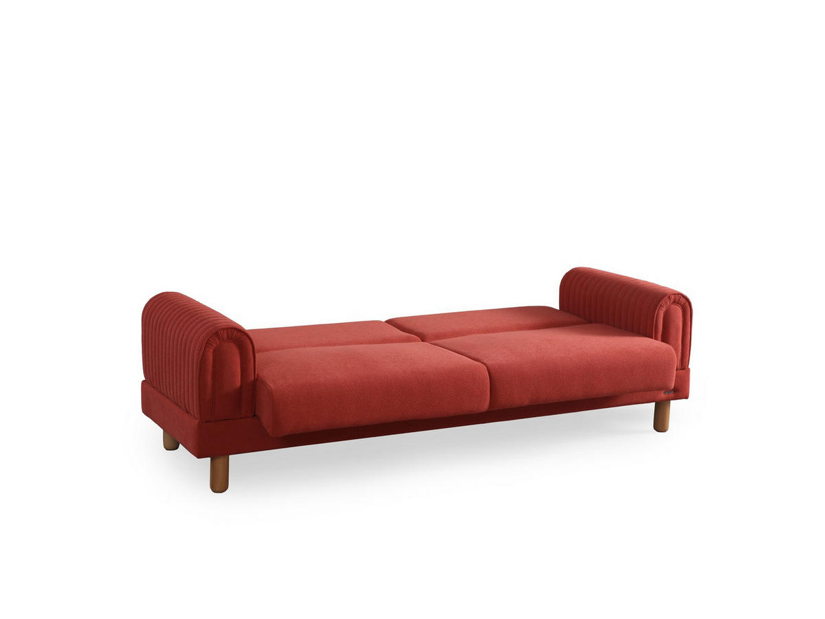 SOFA Charm 2-Sitzer Bouclé Rot - Rot, Holz/Textil (185/84/90cm)