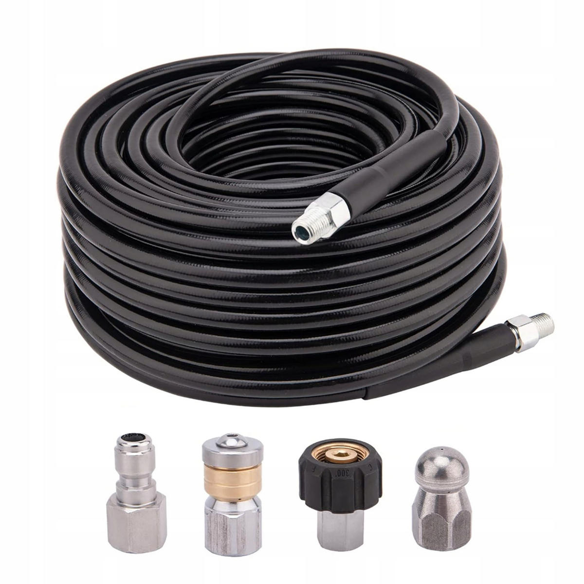 SCHLAUCH HydroClean DuoJet 15M Rohrreinigung Set, 15 m, 155 bar, max. 529 bar, M22/1/4" NPT, 2 Düsen - Multicolor, Kunststoff/Metall (23/7/23cm)