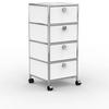 BÜRO-ROLLCONTAINER, Metall, 40 cm, 4 Schubladen, Weiß - Chromfarben/Silberfarben, Metall (40/89.8/39.7cm) - Versee