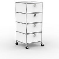 BÜRO-ROLLCONTAINER, Metall, 40 cm, 4 Schubladen, Weiß - Chromfarben/Silberfarben, Metall (40/89.8/39.7cm) - Versee