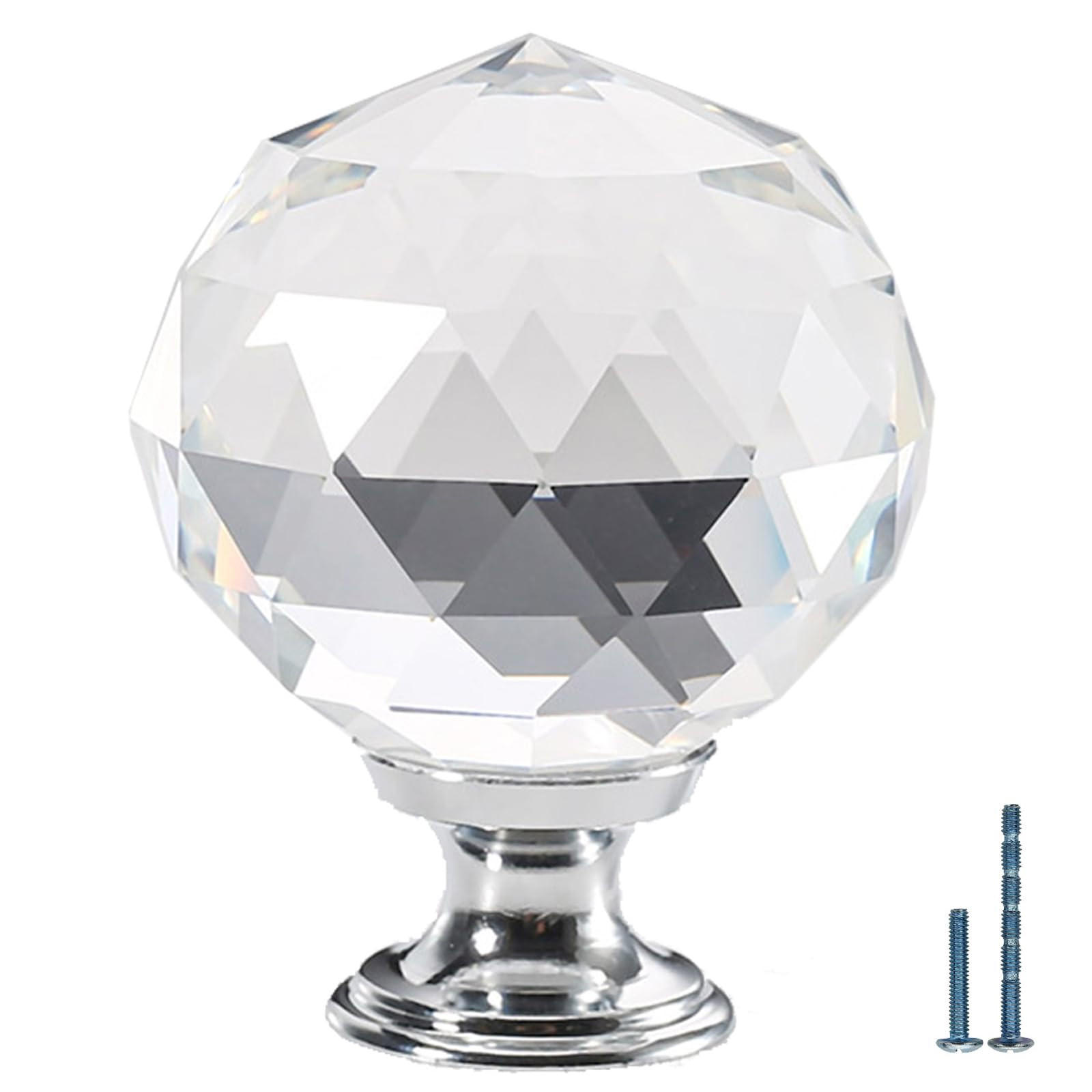 SCHRANKKNOPF Kristall 12er-Set 40 mm - Silberfarben, Metall (2.1/5.3/4cm)