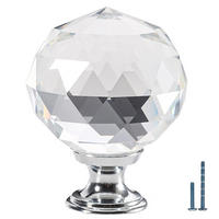 SCHRANKKNOPF Kristall 12er-Set 40 mm - Silberfarben, Metall (2.1/5.3/4cm)
