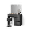 SCHMINKTISCH Imola Anthrazit mit LED Beleuchtung und Hocker - Anthrazit, Holzwerkstoff (90/75/40cm) - Livinity®