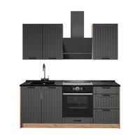 SINGLEKÜCHE Fame-Line, Dunkelgrau/Goldkraft Eiche, 190 cm, AP Anthrazit - Honigeiche/Dunkelgrau, Holzwerkstoff (190/206.8/60cm) - Vicco