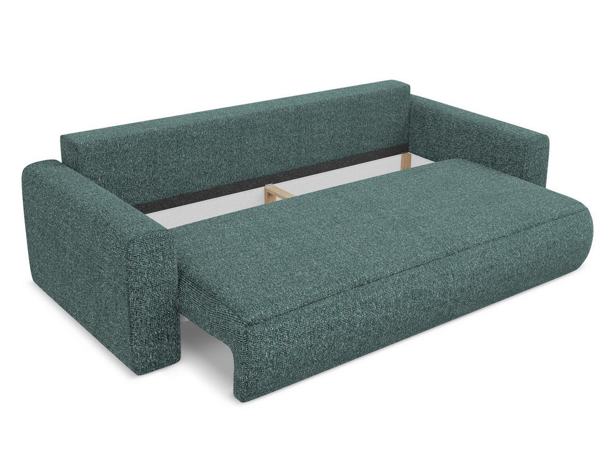 3-SITZER SOFA mit Schlaffunktion Strukturstoff Stoff Blau - Blau/Blaugrau, Kunststoff/Textil (238/82/105cm) - Makamii