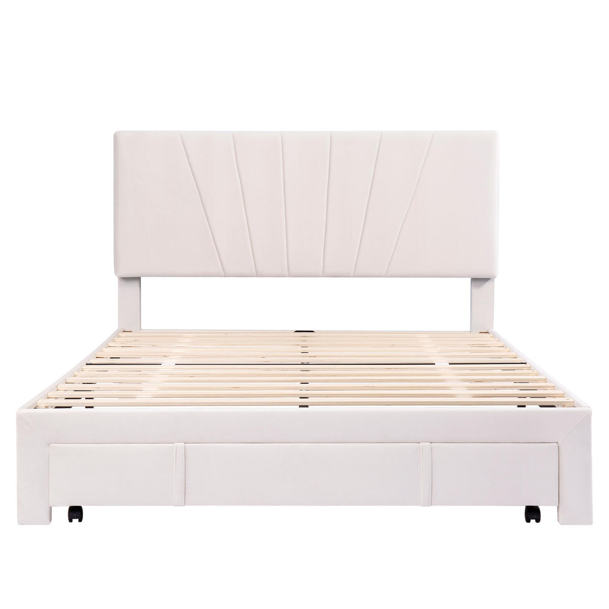 POLSTERBETT 140x200 cm Lattenrost Schublade beige - Beige, Holz (140/200cm) - LEBENLANG