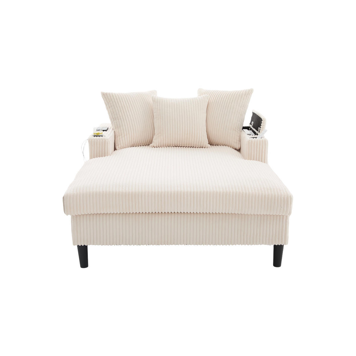 RELAXLIEGE XXL Polsterliege,Relaxsessel,Cord,Beige - Beige, Textil (129/70/170cm) - LVHOM