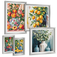 BILDER SET 5er Set - 50x50 cm & 20x30 cm & 40x60 cm Silberner Rahmen - Amalfi-Zitronen und -Orangen - Silberfarben, Kunststoff (40/60cm) - TULUP