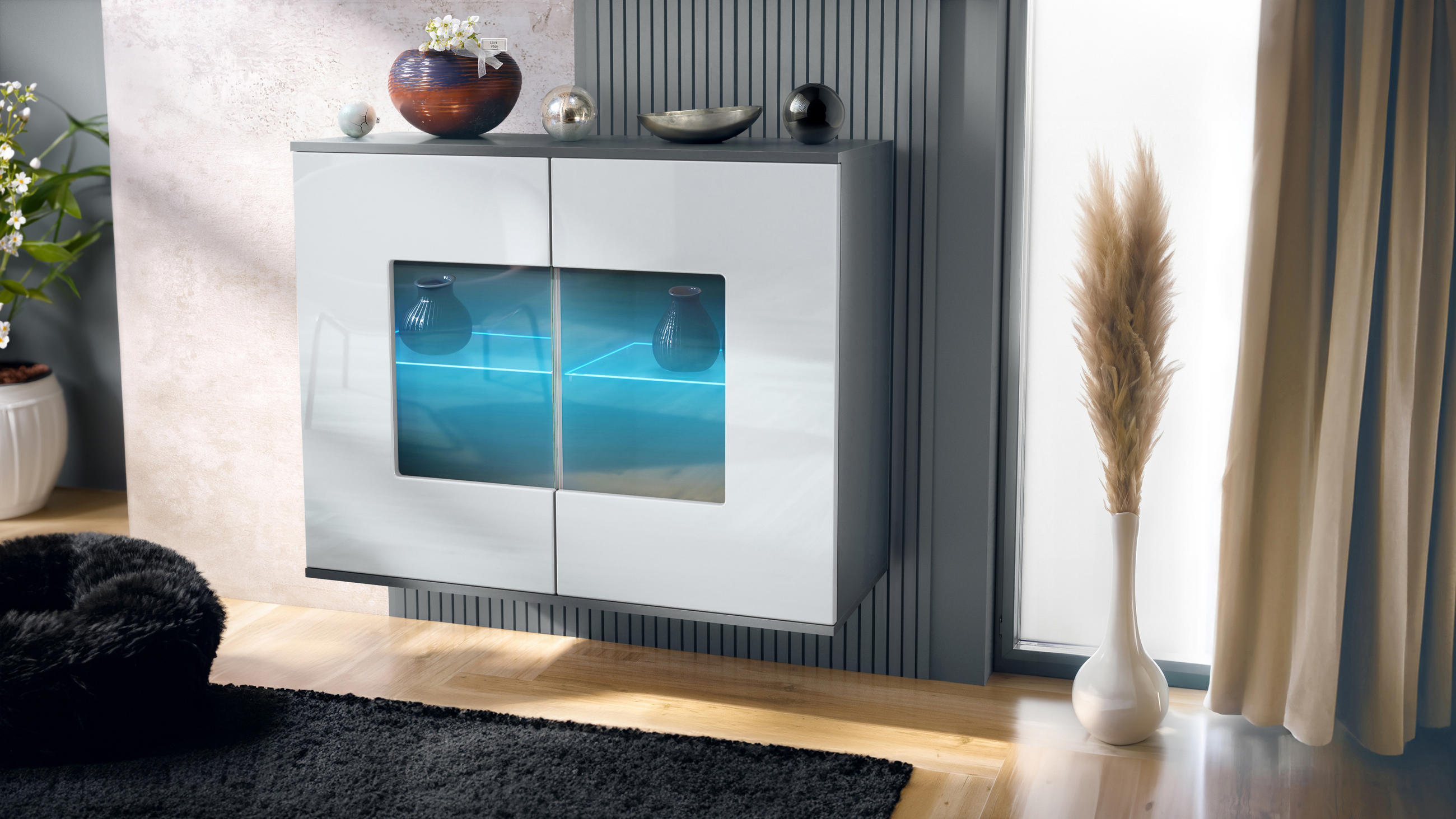 KOMMODE Grömitz Weiß Hochglanz - Weiß Hochglanz, Holzwerkstoff (92.5/73.5/35cm) - Vladon