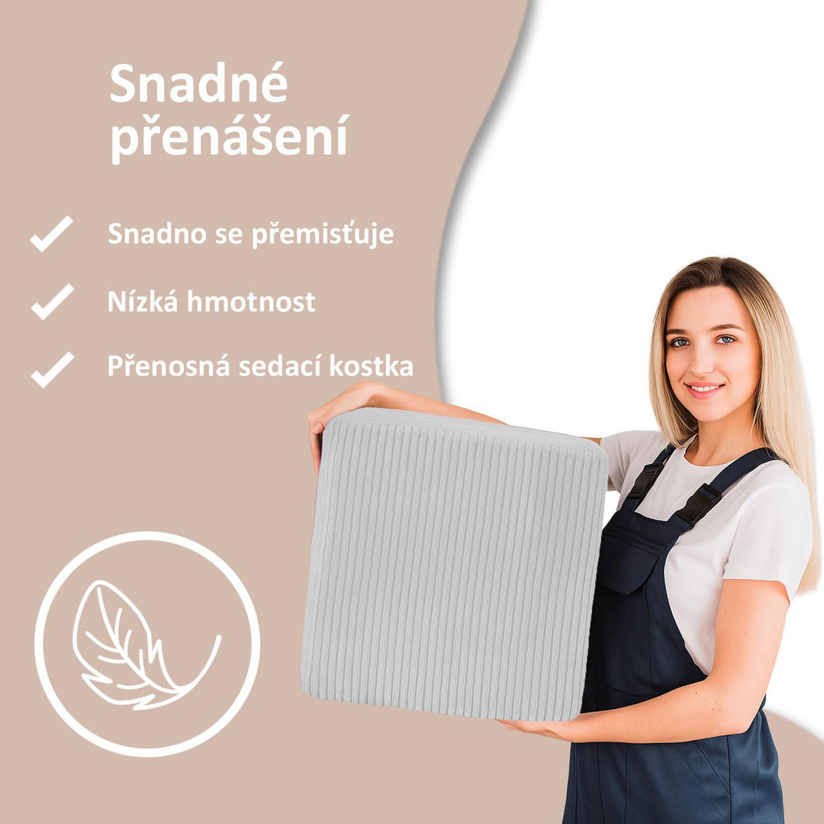 SITZWÜRFEL QUBIK 50/50/50 cm Cord Cool Gray - Hellgrau, Textil (50/50/50cm) - Dreamroots