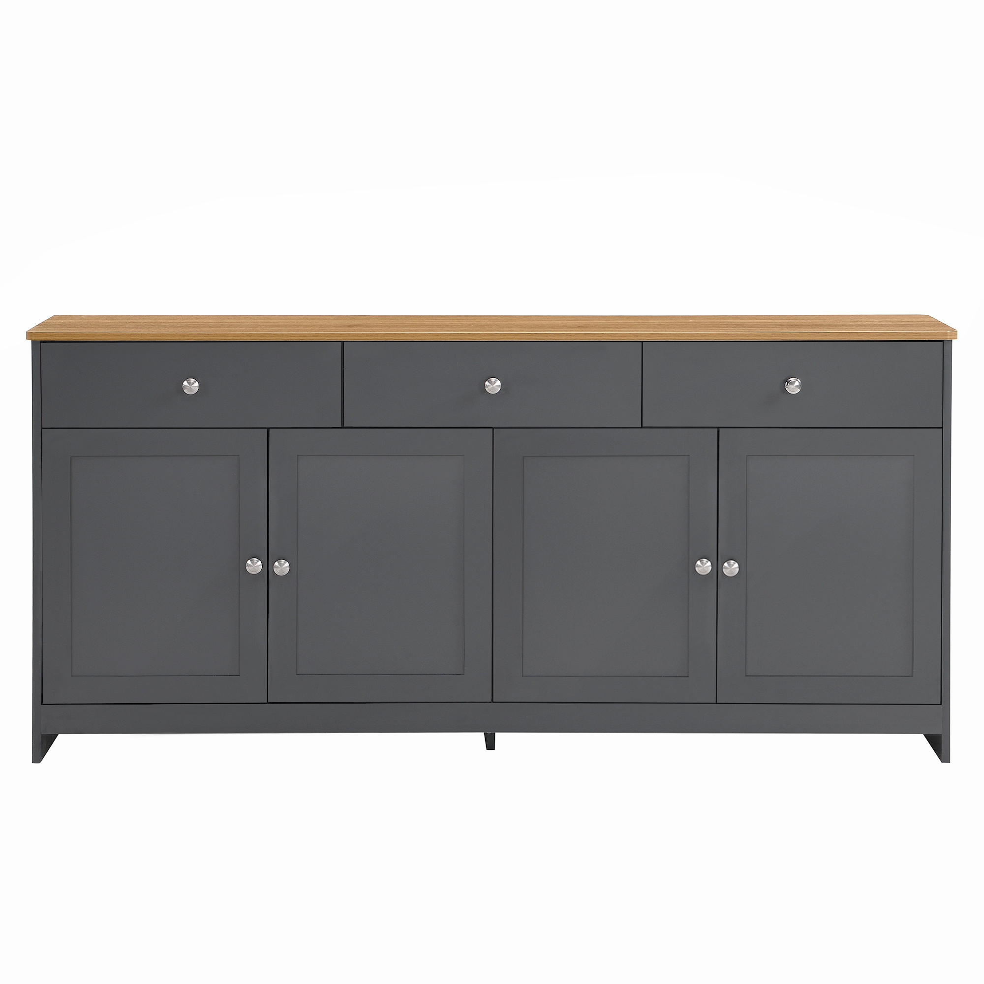 ANRICHTE Grauschwarz 160/37/75 cm - Schwarz, Holz (160/75/37cm) - PANGIVO