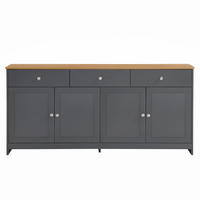 ANRICHTE Grauschwarz 160/37/75 cm - Schwarz, Holz (160/75/37cm) - PANGIVO