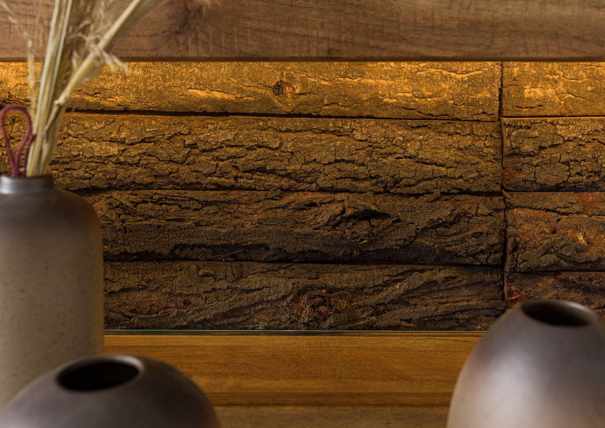 WANDREGAL Akazie 145x30x27 natur lackiert BARK #105 - Naturfarben, Holz (145/27/30cm) - Massivmoebel24
