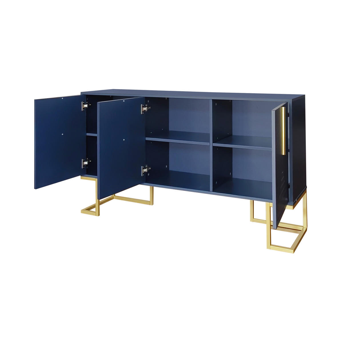 SIDEBOARD mit 3 Türen in Navy-Blau – modernes Design mit Metallgriffen - Blau, Holzwerkstoff (138/80.5/40cm) - BEAOK