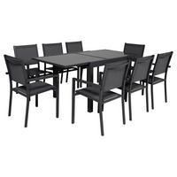 GARTENMÖBEL Lampedusa Grau und Anthrazit 8 Plätze - Grau, Metall - Happy Garden