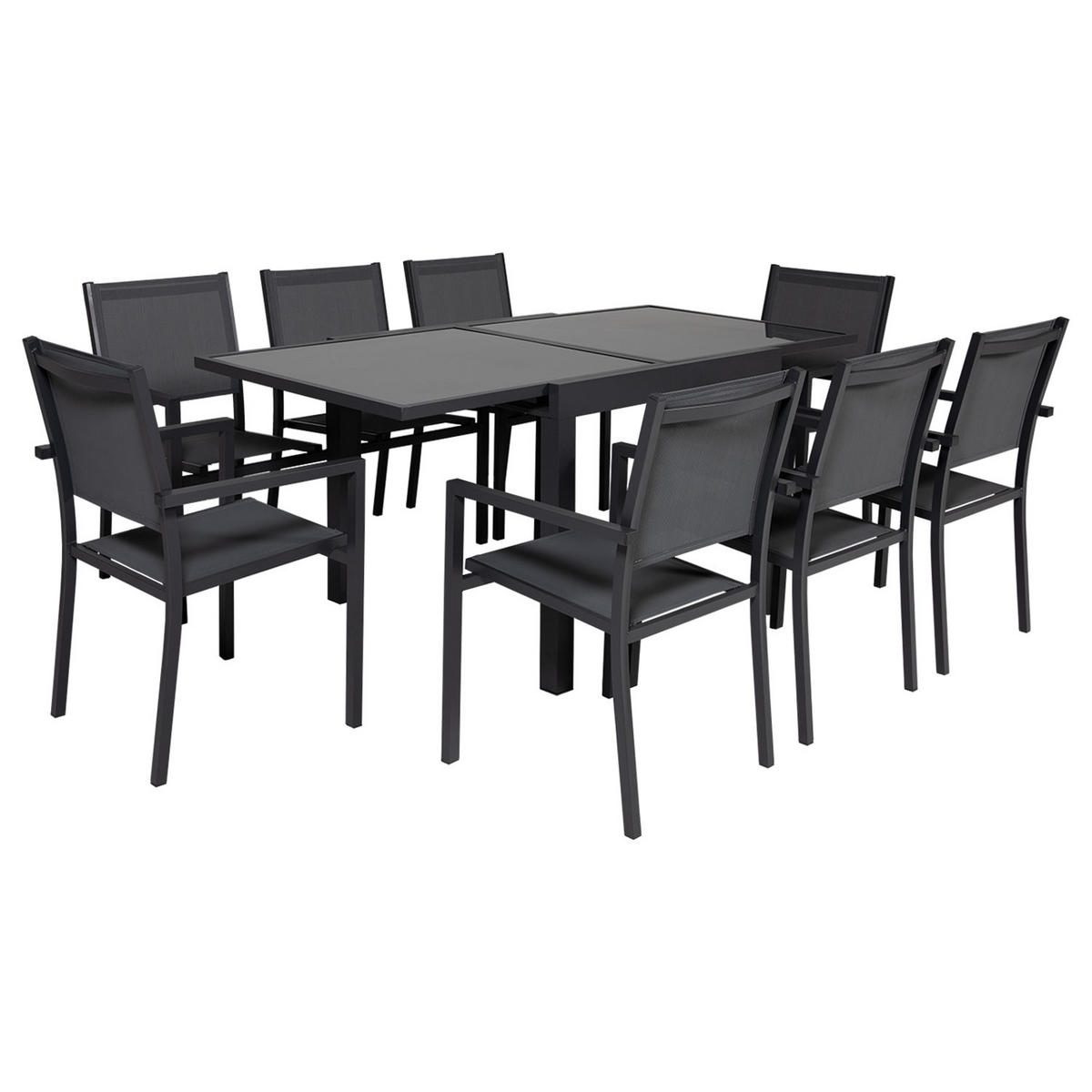 GARTENMÖBEL Lampedusa Grau und Anthrazit 8 Plätze - Grau, Metall - Happy Garden