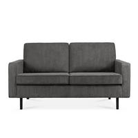 2-SITZER-SOFA INVIA Klassische-Stil mit Armlehnen, Feinkord-Stoff, Grau - Schwarz/Grau, Textil (164/87/98cm) - KONSIMO®