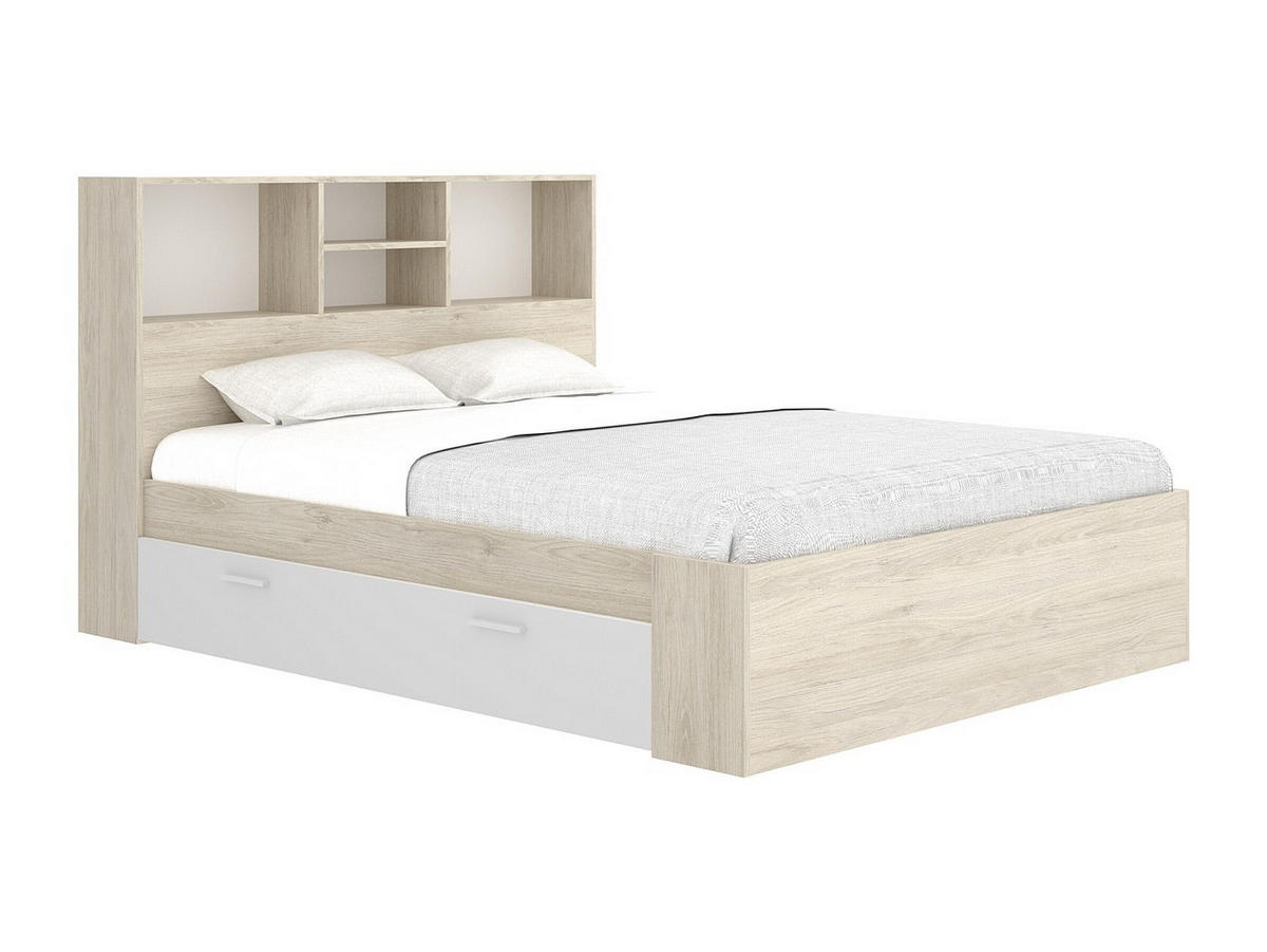 BETTRAHMEN - 2 Personen - holz - naturfarben hell, weiß Vardiel - Naturfarben/Weiß, Holz (140/190cm) - Vente-Unique