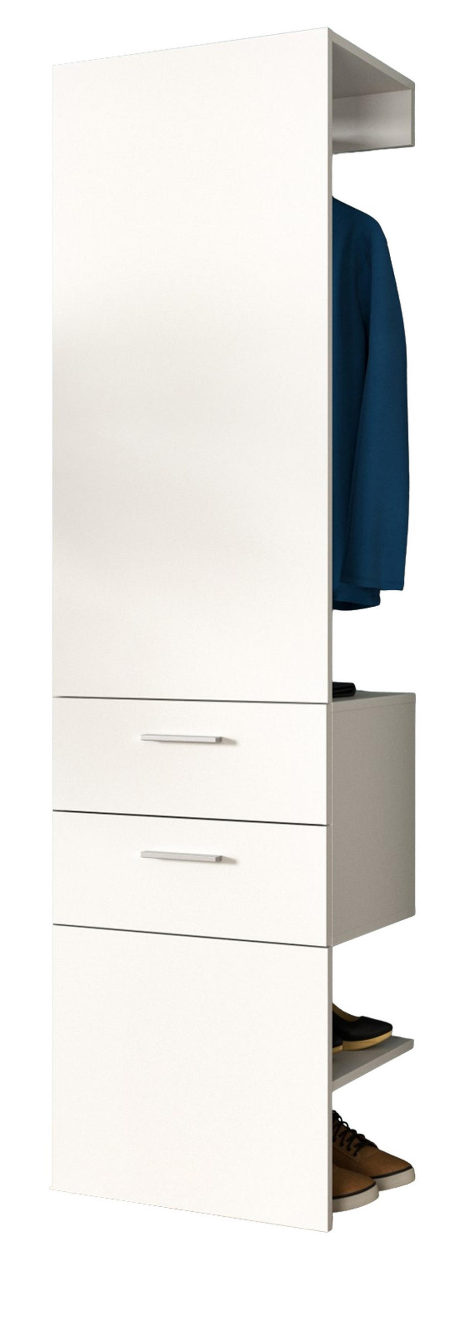 GARDEROBE weiß 52 x 190 cm, Kompaktgarderobe mit Schubladen - Weiß, Glas/Holzwerkstoff (52/190/36cm) - Inn.Furn