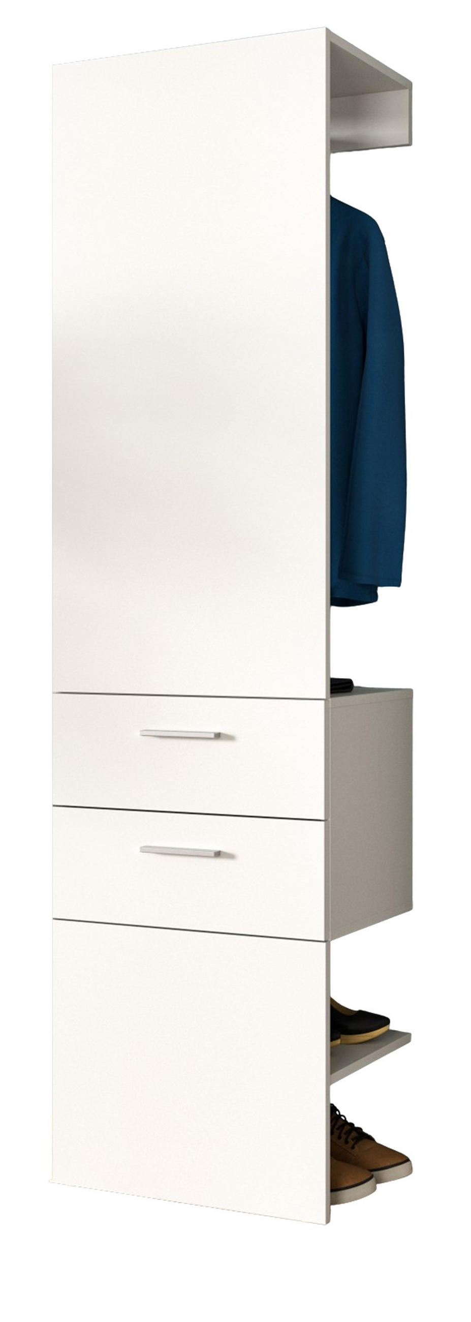 GARDEROBE weiß 52 x 190 cm, Kompaktgarderobe mit Schubladen - Weiß, Glas/Holzwerkstoff (52/190/36cm) - Inn.Furn