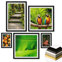 WANDBILDER 5er-Set - 50x50 cm & 20x30 cm & 40x60 cm Schwarzer Rahmen - Fruchtige Akzente der Tropen - Schwarz, Kunststoff (40/60cm) - ArtPrintCave