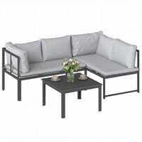 GARTENSET DE-13527 3-teilig mit verstellbaren Armlehnen Grau - Grau, Metall - ComfortXL
