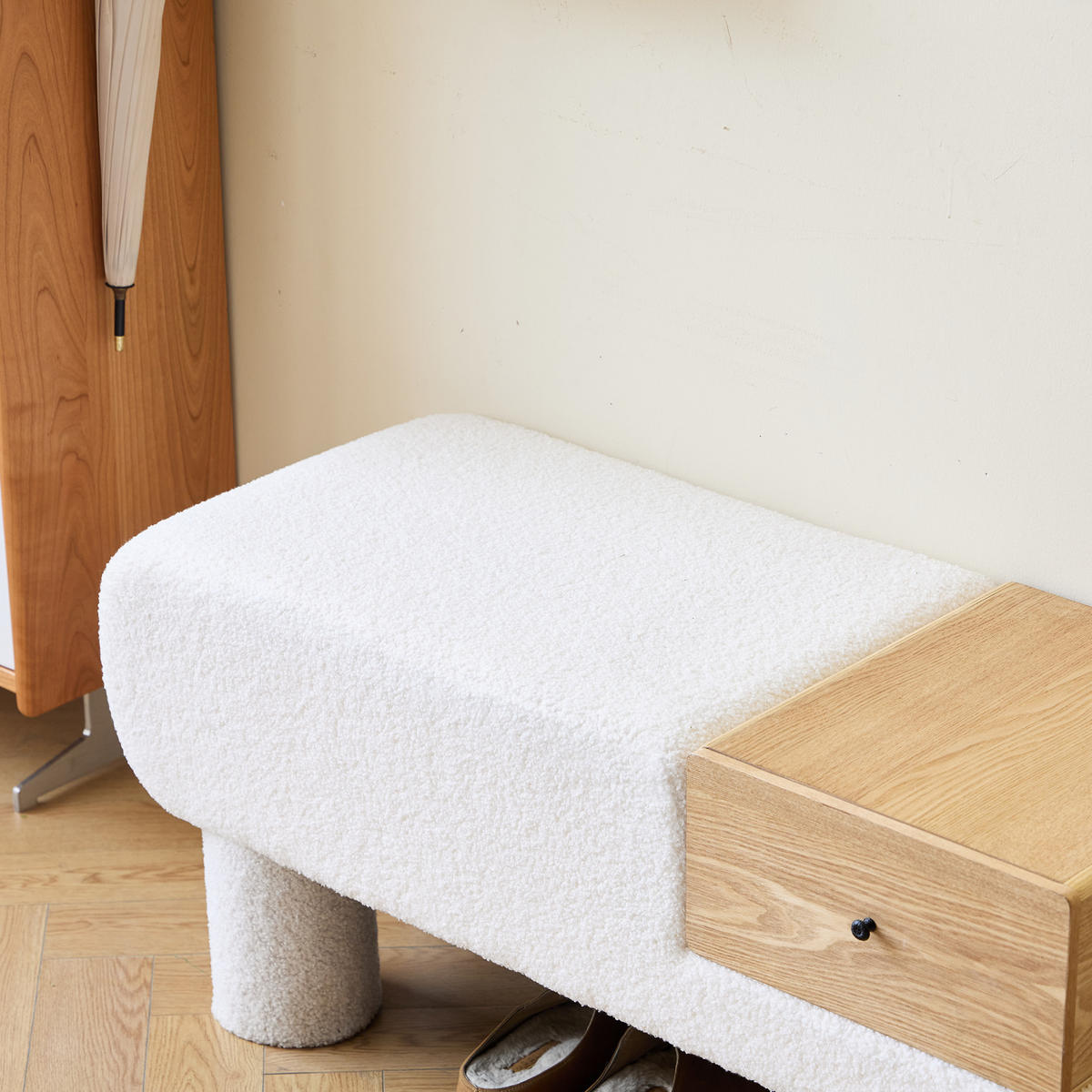 SITZBANK Wolle Weiß - Weiß, Textil (101/45/41cm) - Nordlys