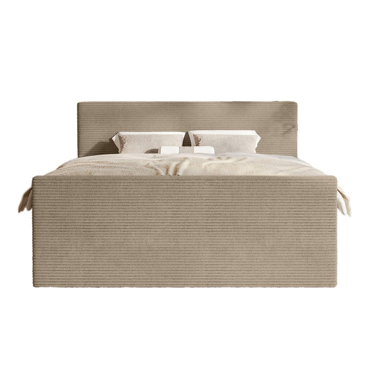 BOXSPRINGBETT Velipoja Cord 140x200 cm, Taupe - Taupe, Textil (140/200cm) - Fedve