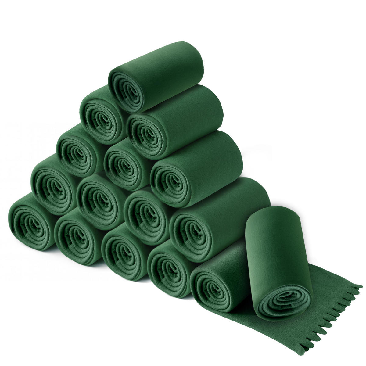 FLEECEDECKE WAVE 16er Set grün 120/160 cm Wellenrand Anti-Pilling - Grün, Textil (120/160cm) - wometo