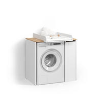 WASCHMASCHINENSCHRANK Paolina Weiß/Artisan 93.6 x 88.2 cm 2 Teile mit Wickelauflage - Weiß/Eiche Artisan, Holzwerkstoff (93.6/88.2/60.3cm) - Livinity®