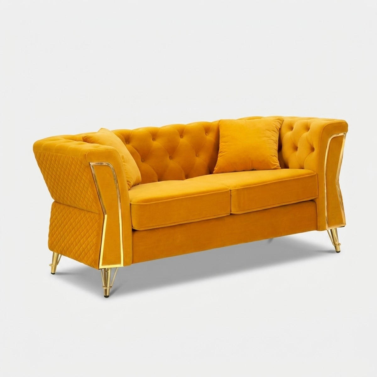 2-SITZER Sofa gesteppt Emy - Gelb - Gelb, Holz/Holzwerkstoff (162/76/83cm) - Pasmara