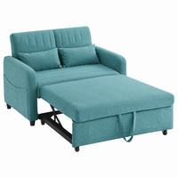 SOFABETT mit Schlaffunktion 166 x 95 cm Baumwoll-Leinen - Blau, Metall (77/82.5/114cm) - Meubliv