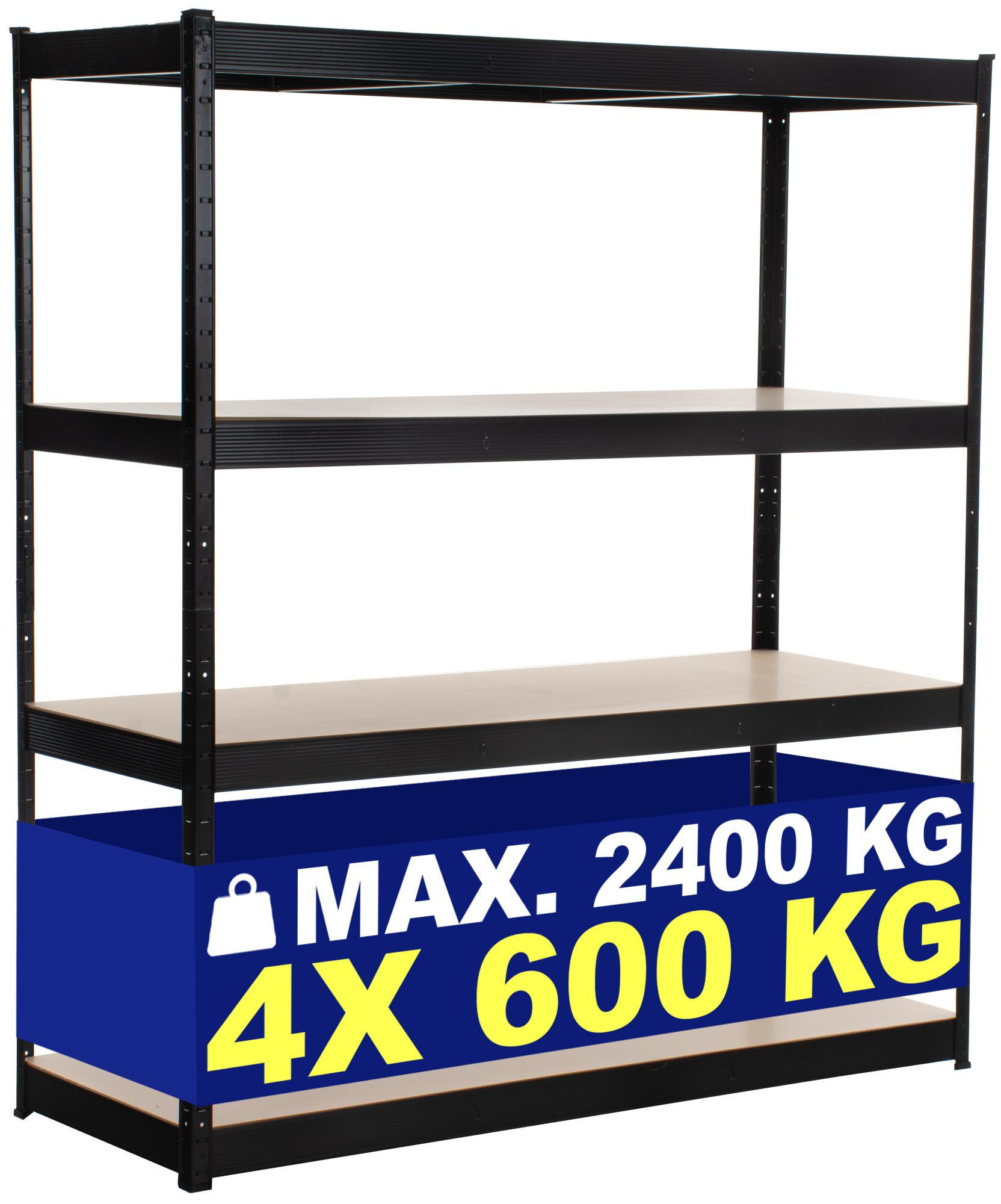 LAGERREGAL 160/60 cm Metall schwarz - Schwarz, Metall (160/180/60cm) - CLP