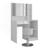 SCHMINKTISCH Sherry Weiß/Weiß Hochglanz 89.8 cm 4 Teile - Weiß Hochglanz, Holzwerkstoff (89.8/76/50.1cm) - Vicco