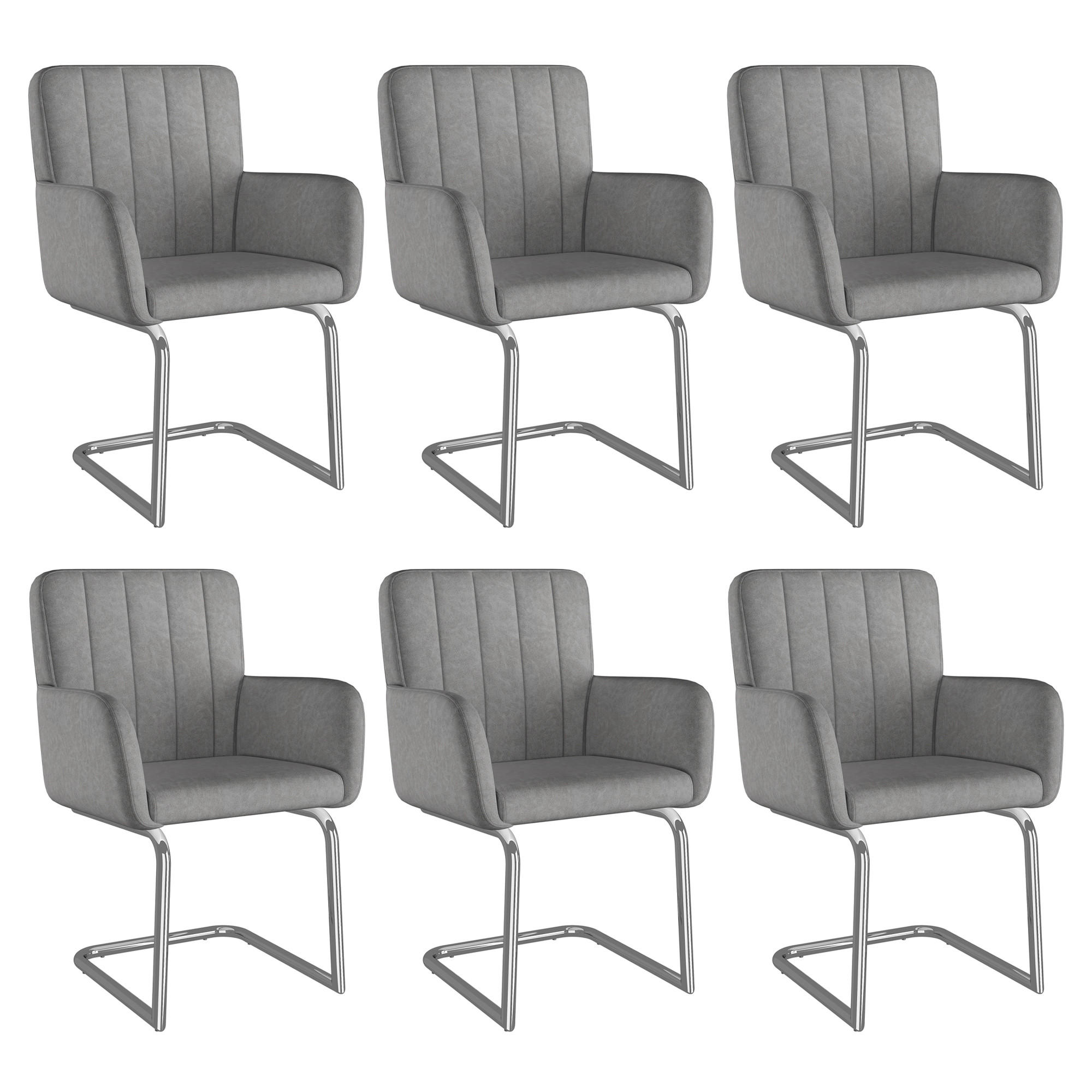 SCHWINGSTUHL DE-35882 6er-Set mit Z-förmigen Metallbeinen Grau - Grau, Metall (57/86/56cm) - ComfortXL