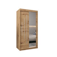 SCHWEBETÜRENSCHRANK 200/100/62 2-türig - Silberfarben/Eiche Artisan, Holz/Kunststoff (100/200/62cm) - Abiks Möbel