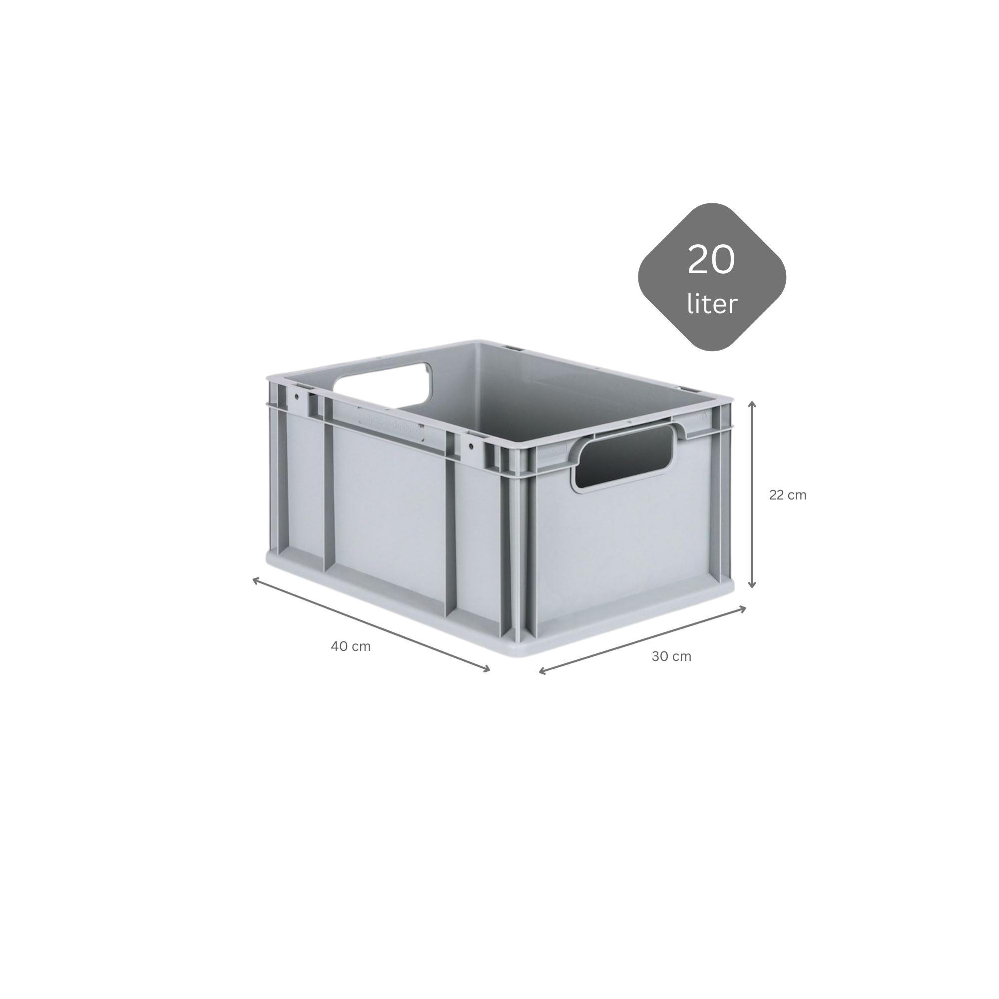 EUROBOX 5x Nextgen Economy Mit Auflagedeckel Grau/Rot Griffe Offen 20 Liter - Rot, Kunststoff (30/22/40cm) - PROREGAL