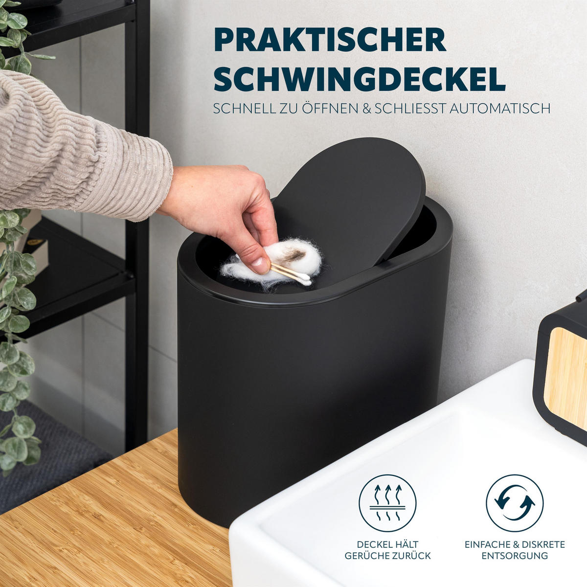 KOSMETIKEIMER, schwarz, Kunsstoff - Schwarz, Kunststoff (25.5/24.5/16.5cm) - eluno