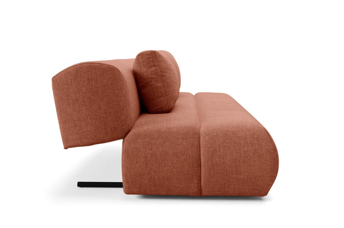 BETTSOFA ATOMO Orange Chenille-Stoff mit Schlaffunktion - Orange, Holz (217/82/134cm) - MASSENO