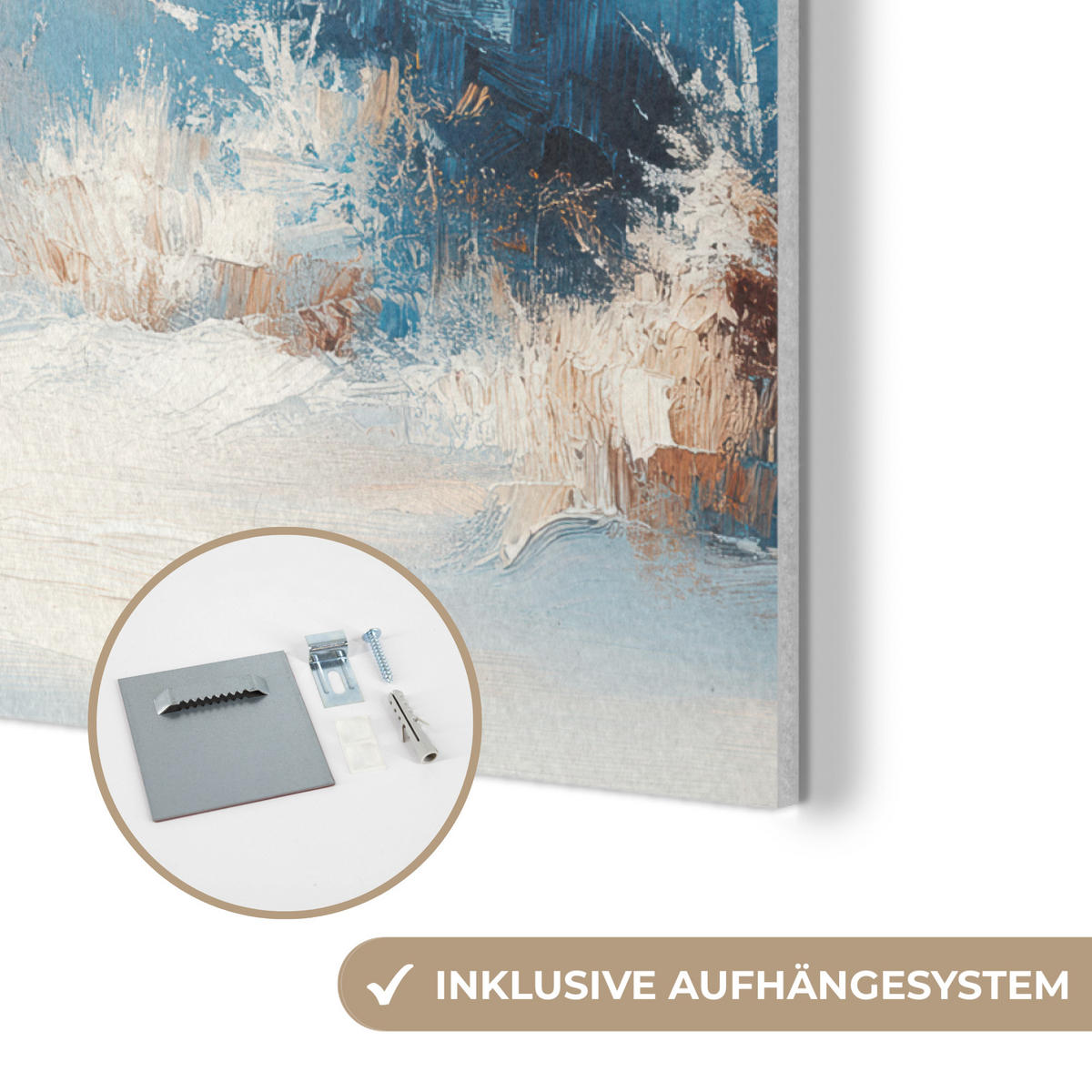 AKUSTIKPANEEL Wald - Winter - Natur - Abstrakt - Schnee 80x60 cm - Weiß, Textil (80/0.9/60cm) - MuchoWow