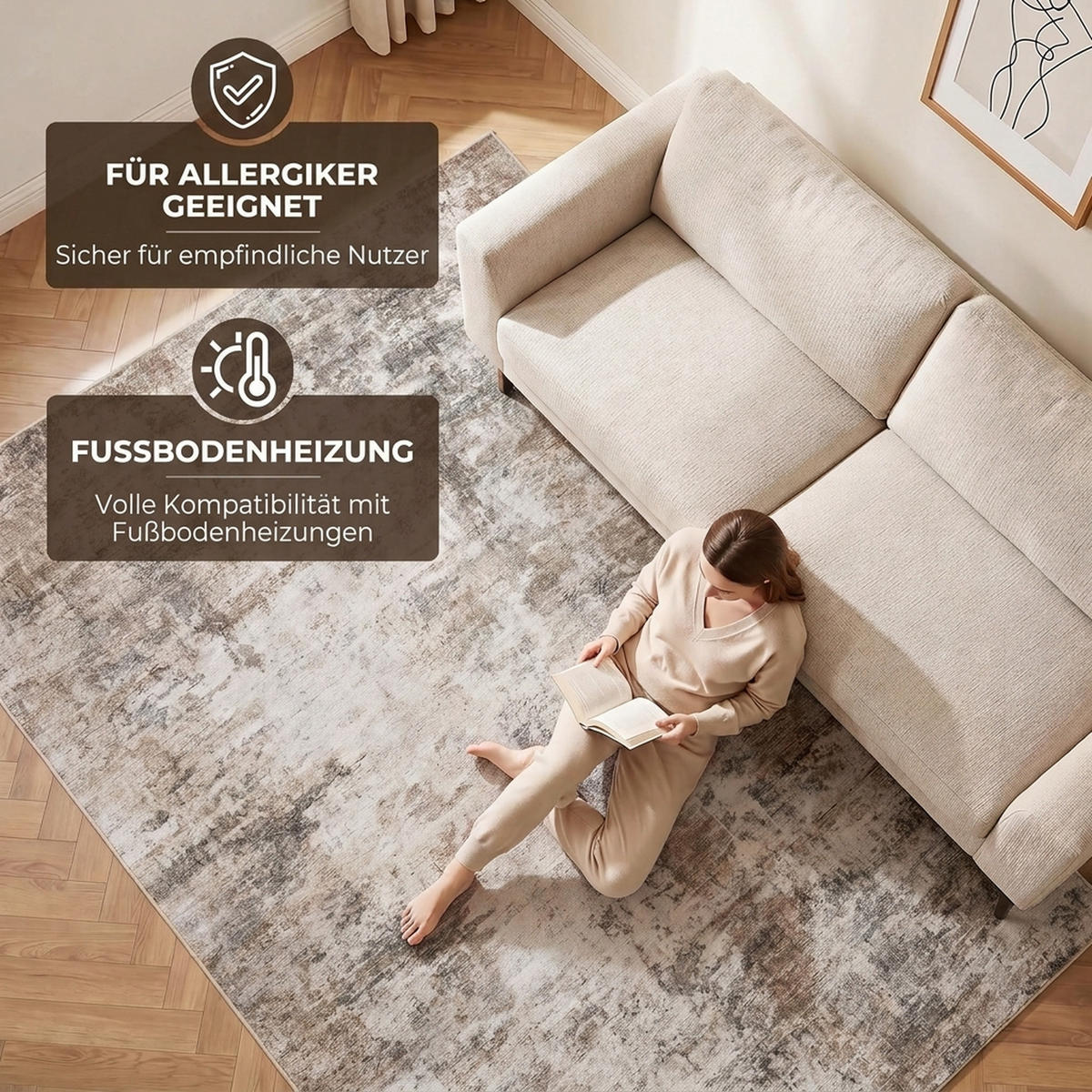 TEPPICH Polyester Braun - Braun, Textil (200/300cm) - HOMCOM