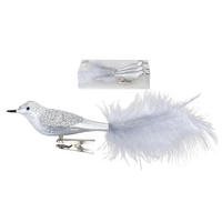 LAALU WEIHNACHTSBAUMSCHMUCK-SET 3tlg. Silberner Vogel auf Clip 20 cm - Silberfarben, Kunststoff (0.01/1/0.01cm) - LAALU