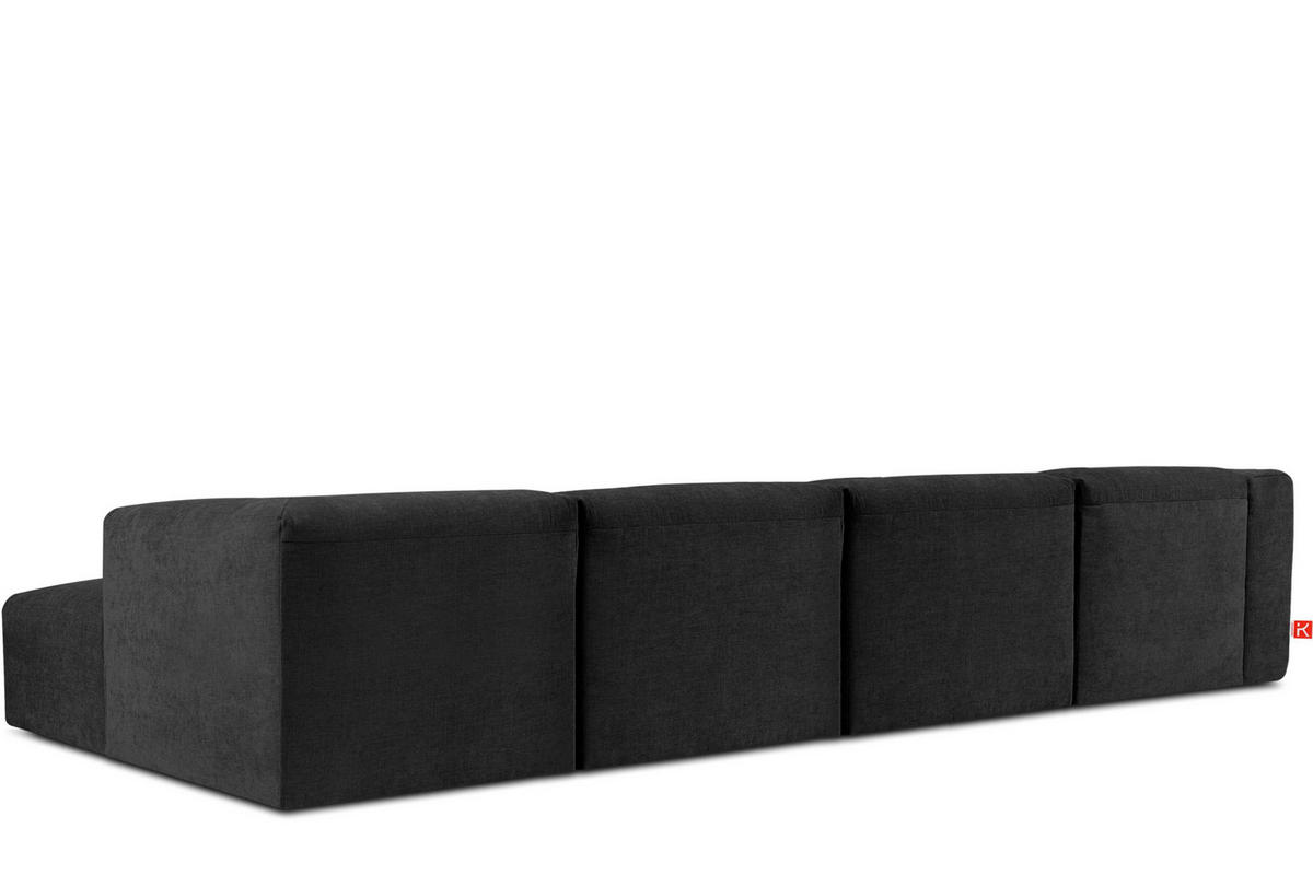 ECKMODULSOFA-RECHTS BUFFO 6-Sitzer mit extrem weicher Sitzfläche, Gewebestoff, graphit - Graphitfarben, Textil (377/180cm) - KONSIMO®